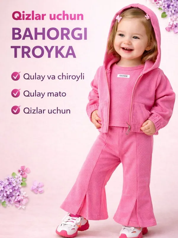 Troyka 2 yoshli qiz bolalar uchun bahorki va kuzgi