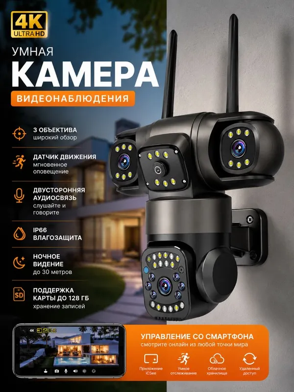 Smart Home camera. Wi-fi Simkarta 3