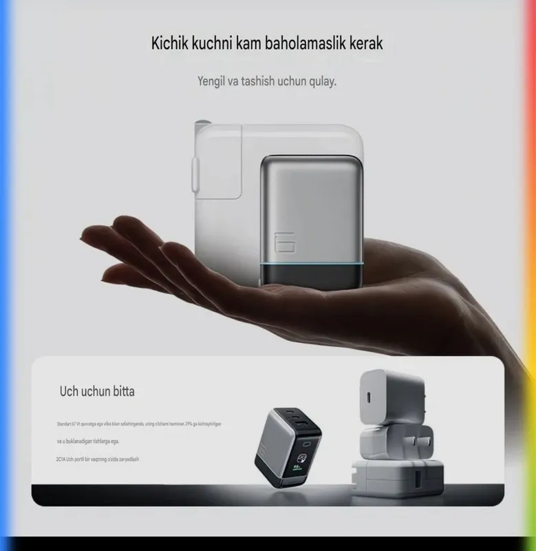 Cuktech 6 GaN Charger Ultra 100W Smart ekranli premium zaryadka — фото 6