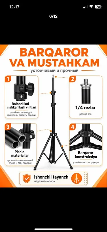 Shtativ telefon va kamera uchun universal video olish uchun narsalar 2