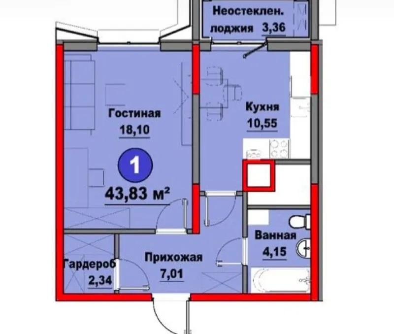 2-комнатная квартира, 44 м², Мирзо Улугбек 7