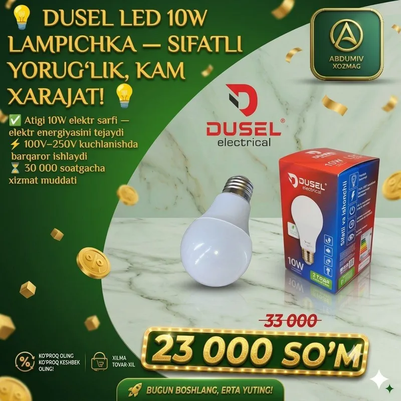 DUSEL LED 10W LAMPICHKA — SIFATLI YORUG‘LIK 1
