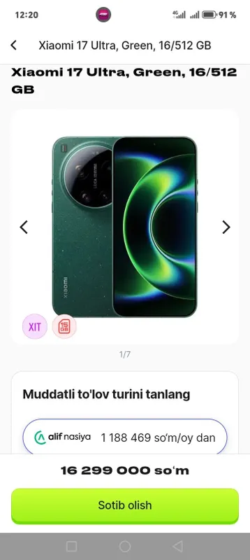 Xiaomi 17 ultra 16/512 udar Telefon yangi korobka garantiya 1 yil