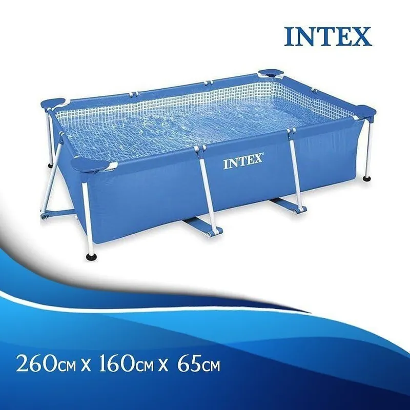Каркасный бассейн 260×160×65 INTEX прямоугольный басейн стойка бассейн — фото 1