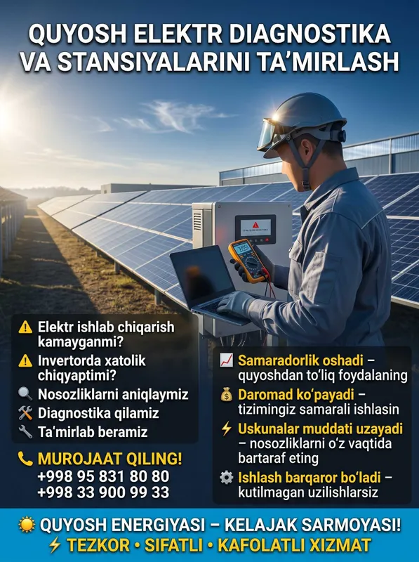 Quyosh paneli stansiyalariga servis va ta'mirlash xizmatlari — фото 2