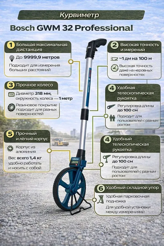 Курвиметр BOSCH GWM 32 Professional 1