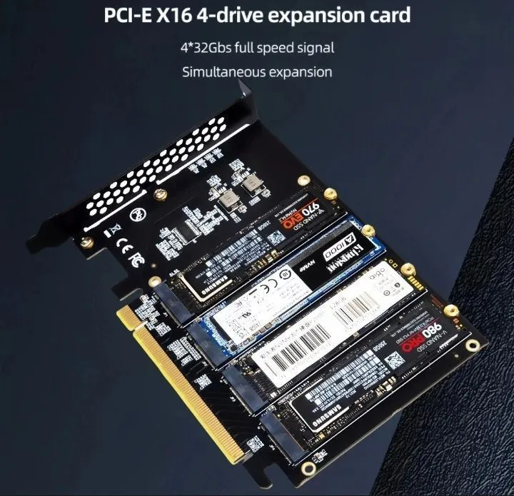 4 ta disk uchun NVMe M.2 - PCIE X16 adapter 1 4 ta disk uchun NVMe M.2 - PCIE X16 adapter 1