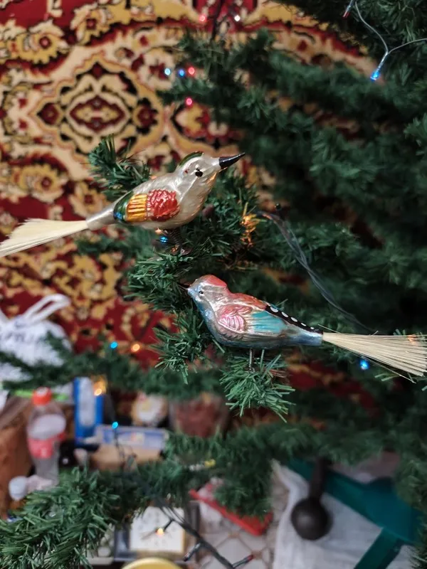 Елочные игрушки птички немецкие