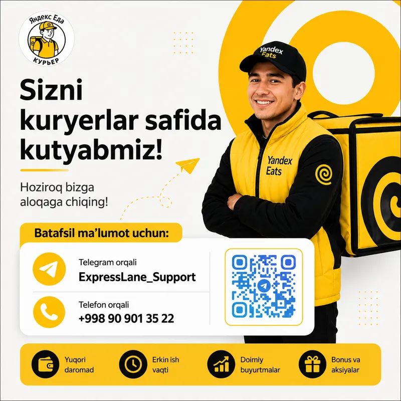 FARGONA shaxrida YANDEX EATS hamkor KURYER KERAK!