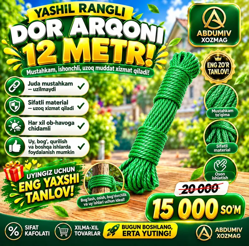 YASHIL RANGLI DOR ARQONI — 12 METR! 1 YASHIL RANGLI DOR ARQONI — 12 METR! 1