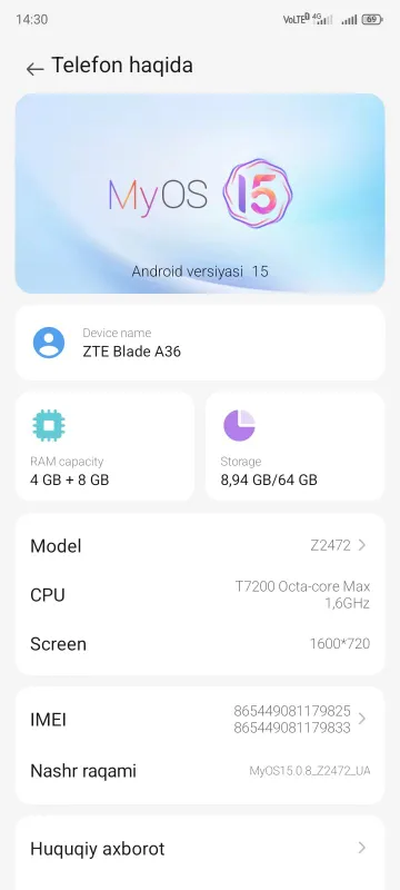 ZTE blade a36