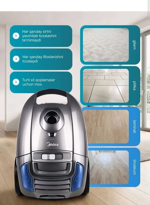 Midea changyutgichlari — barcha modellar, tavsifni o‘qing. 4 Midea changyutgichlari — barcha modellar, tavsifni o‘qing. 4
