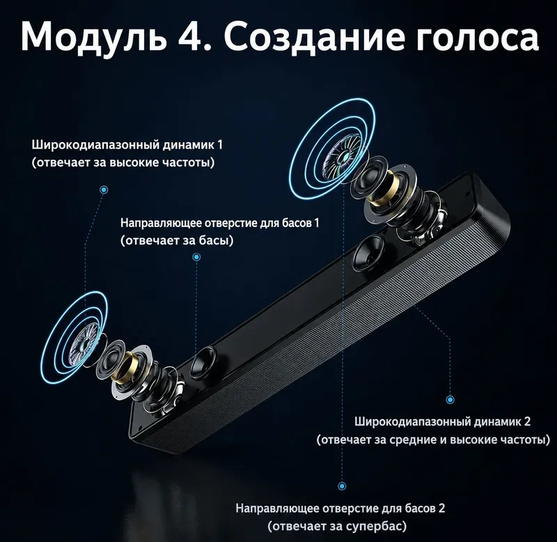 Саундбар для ПК и ТВ | USB + AUX | Настольная колонка 5