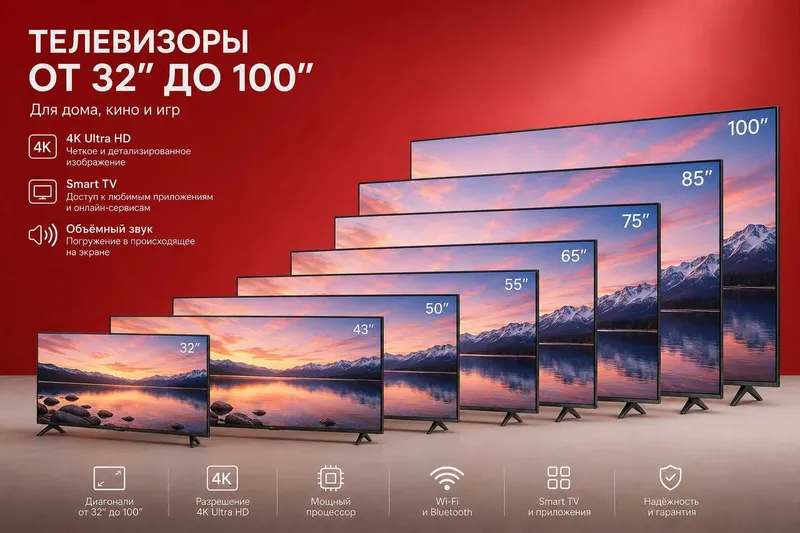 Телевизор 4K UHD Смарт телевизоры оптом и в розницу Рассрочка