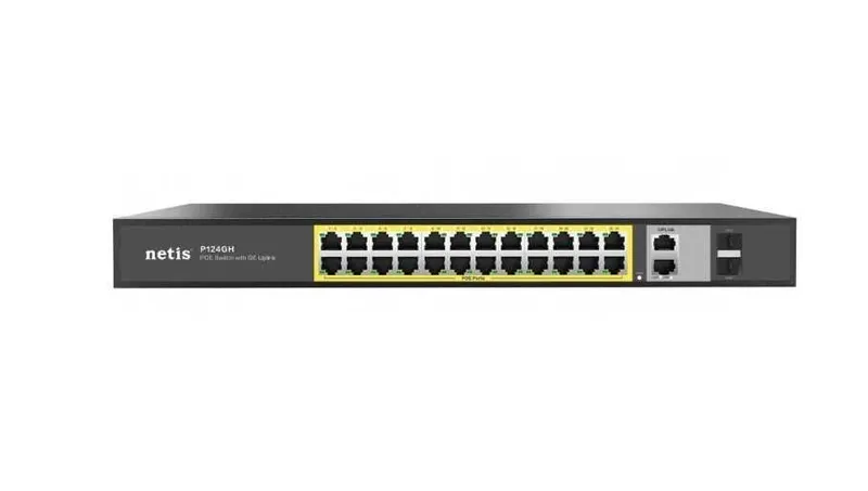 Netis P124GH 24xFE PoE+2xGE Uplink 2xGE SFP kommutatori, boshqarilmaydigan 2