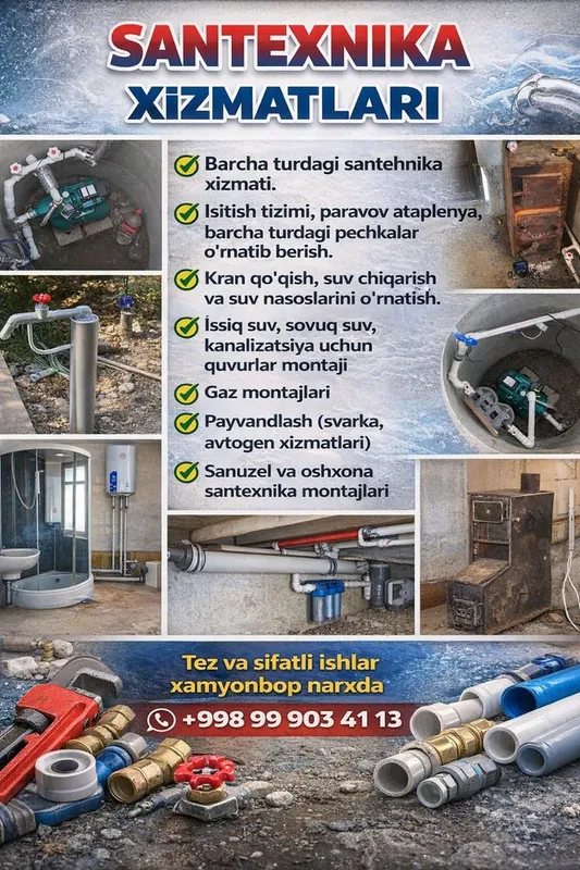 Santexnika svarka avtogen xizmatlari Santexnika svarka avtogen xizmatlari
