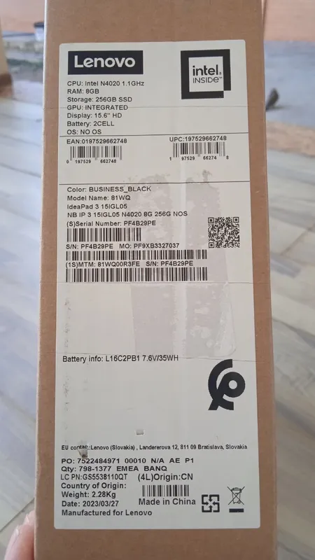 Lenovo Model 81WQ RAM 8GB STOROGE 256GB SSD 4 Lenovo Model 81WQ RAM 8GB STOROGE 256GB SSD 4