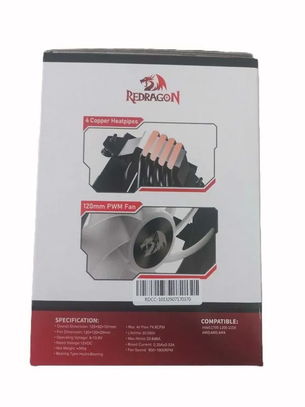 CPU COOLER Redragon CC-1013 с цифровым дисплеем температуры TDP-180W — фото 5
