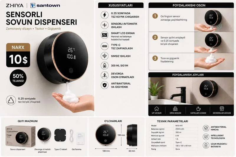 ZHIYA Avtomatik Sovun Dispenseri | Sensorli | LCD