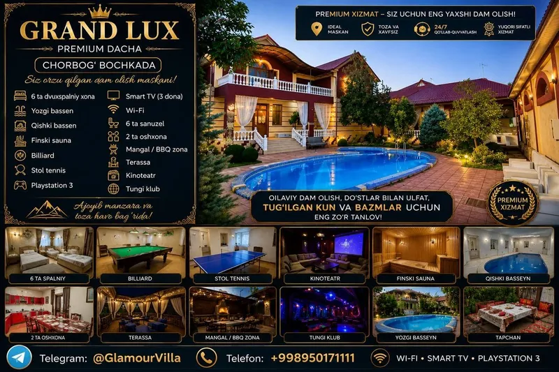 Bez makler Dacha Chorbog‘ Bochkada premium dacha