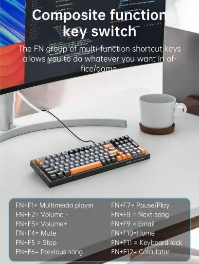 VK98 Проводная игровая клавиатура с RGB-подсветкой 6