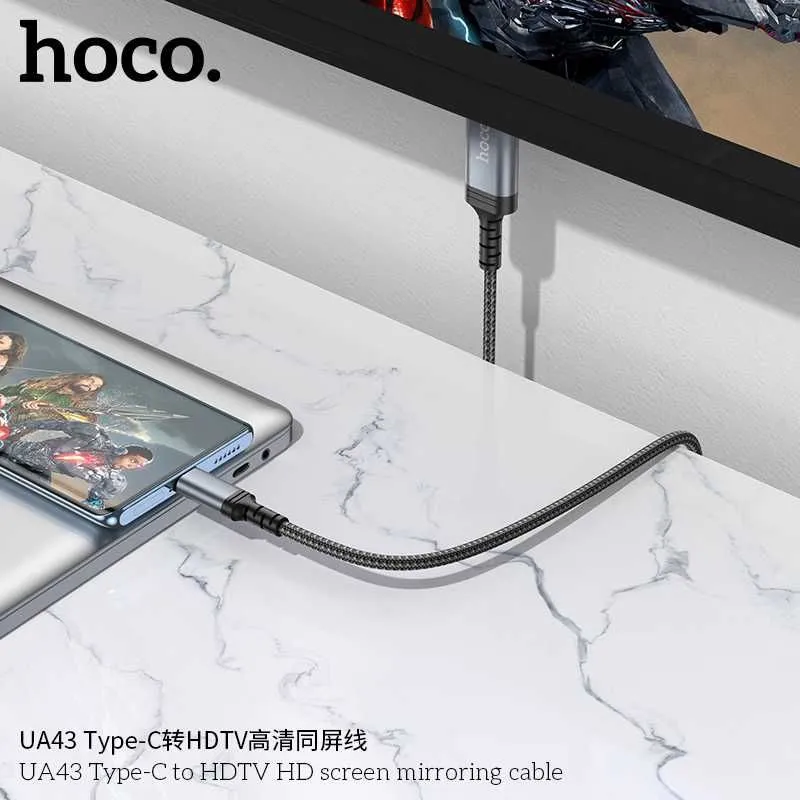 Hoco UA43 Кабель HDMI to Type-C Full HD (4K/2K) 1.8м Screen Mirroring 3 Hoco UA43 Кабель HDMI to Type-C Full HD (4K/2K) 1.8м Screen Mirroring 3