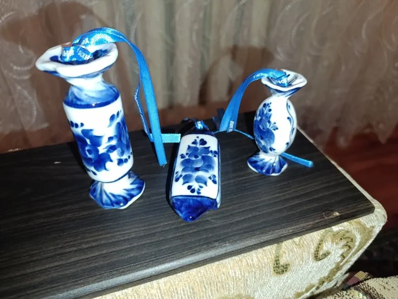 Новогодним игрушки на ёлку Гжель новая — фото 1 Новогодним игрушки на ёлку Гжель новая — фото 1