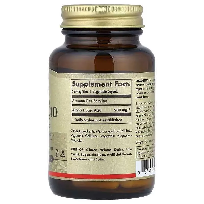 Solgar Alpha Lipoic Acid Alfa-lipoik kislota alfa lipovoy kislota 2 Solgar Alpha Lipoic Acid Alfa-lipoik kislota alfa lipovoy kislota 2