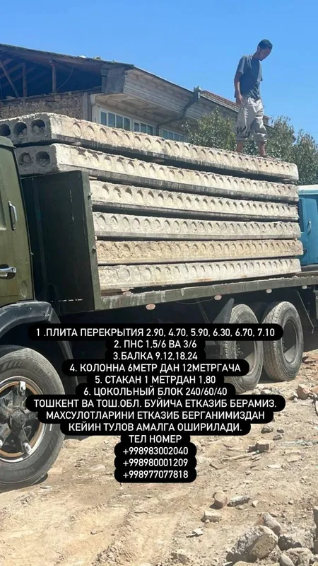 B/U beton plitalar, kalonna, sotiladi.