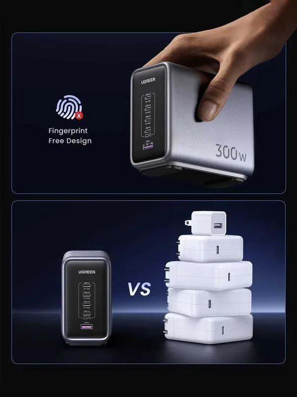 Зарядное устройство UGREEN Nexode 300W USB C GaN Charger-5 Ports 6 Зарядное устройство UGREEN Nexode 300W USB C GaN Charger-5 Ports 6