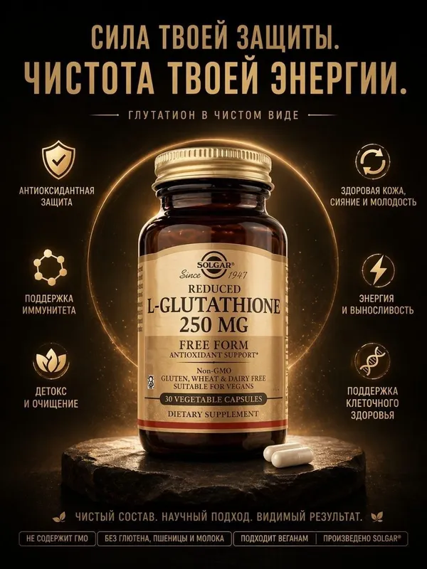 L-Глутатион.L-Glutathione Solgar. 250mg.30капсул