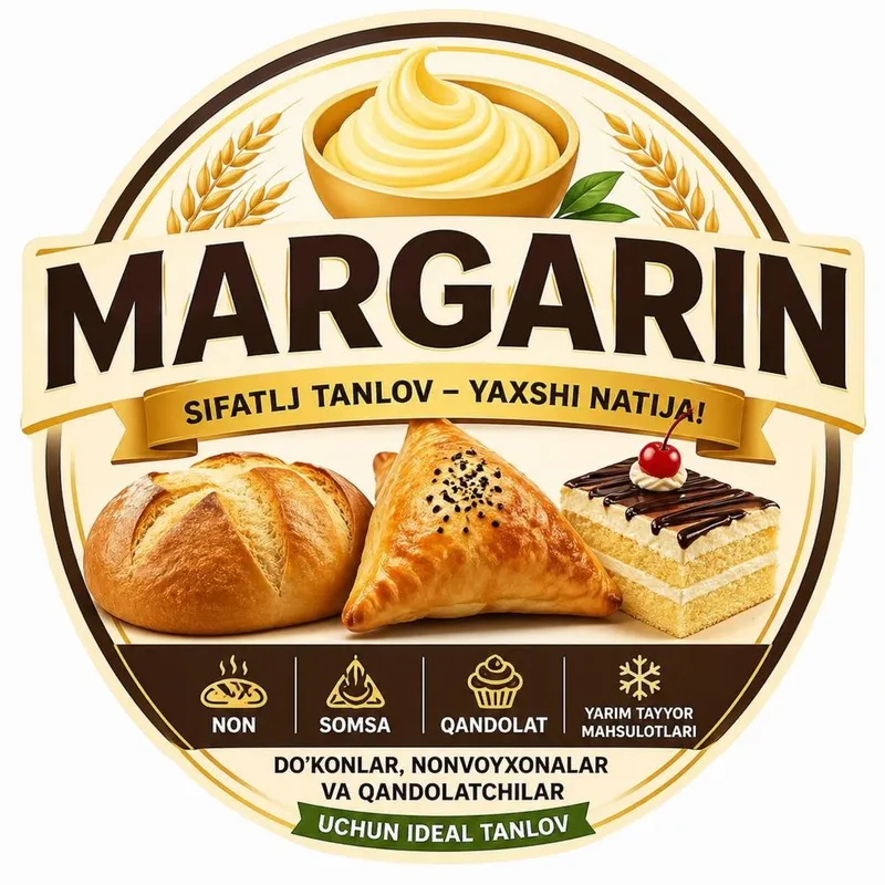 Margarin Nonvoyxona, Somsaxona va Pishiriqlar uchun. Margarin Nonvoyxona, Somsaxona va Pishiriqlar uchun.