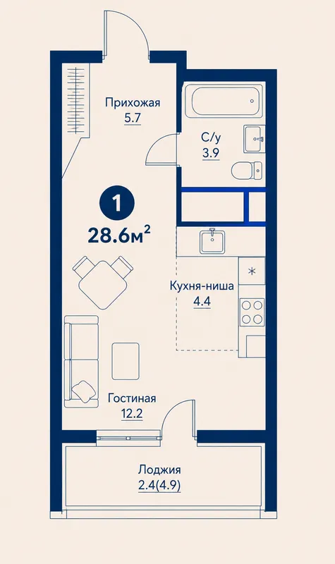1 комнатная Новостройка круг Рохат, метро Рохат, — фото 1