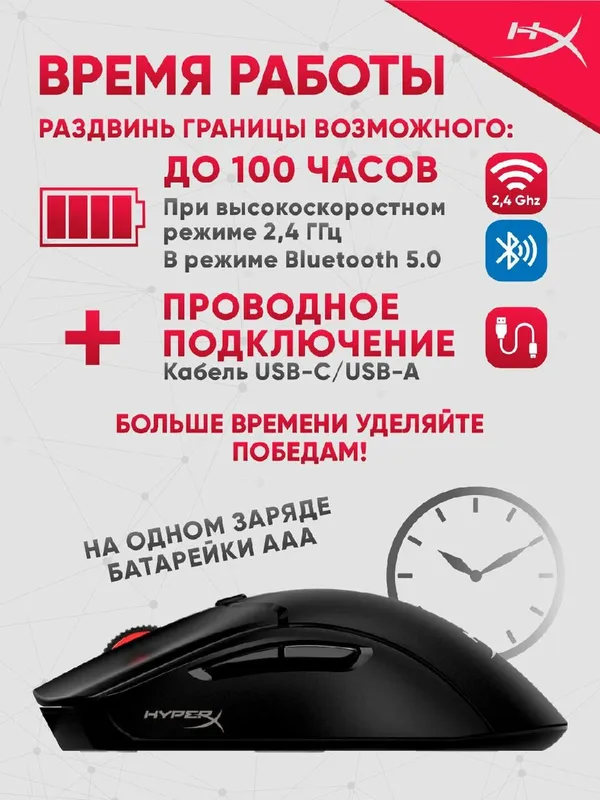 Игровая беспроводная мышка HyperX Pulsefire Haste 2 Wireless с RGB-подсветкой — фото 3
