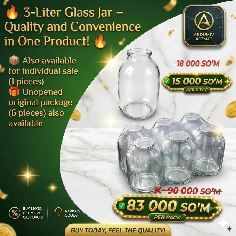 3 Litr Shisha Bonka – Sifat va Qulaylik Bir joyda 3 3 Litr Shisha Bonka – Sifat va Qulaylik Bir joyda 3
