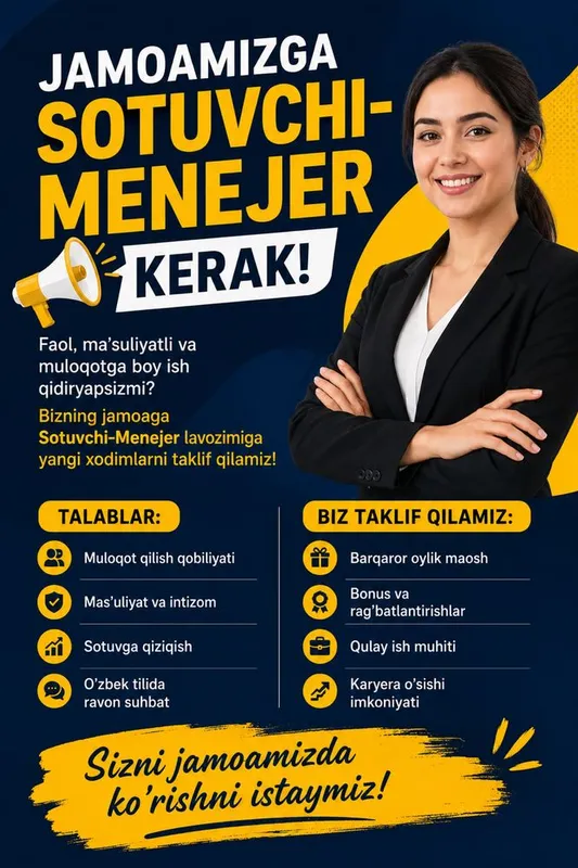 Barcha uchun qulay ish tajriba shart emas kuniga 300mingacha Barcha uchun qulay ish tajriba shart emas kuniga 300mingacha