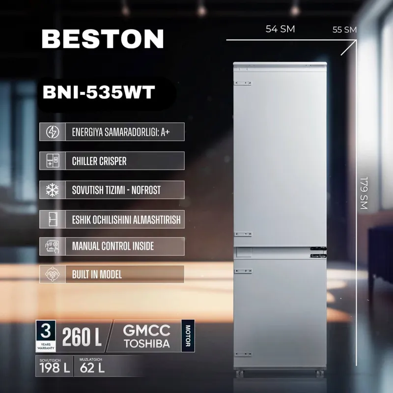 Встраиваемый холодильник BESTON BNI-535WT