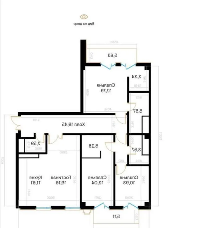 3-комнатная квартира 125 м² в ЖК Mirabad Avenue (Мирабадский), 8/12, коробка