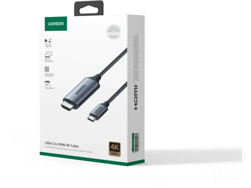 Ugreen USB-C to HDMI 4K 60Hz Кабель Переходник Ugreen USB-C to HDMI 4K 60Hz Кабель Переходник
