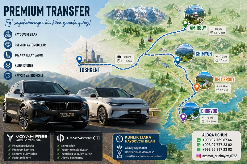 Toshkent Chorvoq Taxi 24/7 VOYAX FREE LEAPMOTORC11