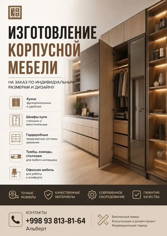 Изготовление мебели на заказ