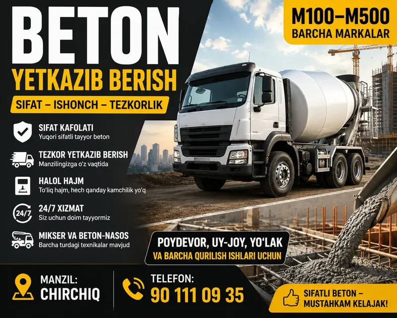 BETON yetkazib beramiz