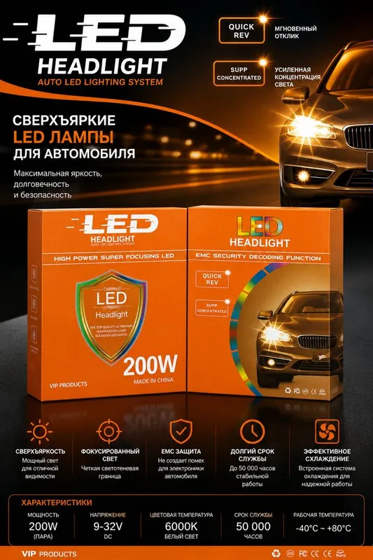 Led . avtomobil uchun led chiroqlar . Led H4 . Y7D . Y7 . Chiroqlar — фото 3