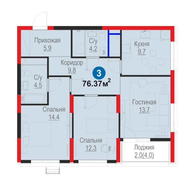 3ком квартира по 850у,е за м2 , топ застройщик — фото 5