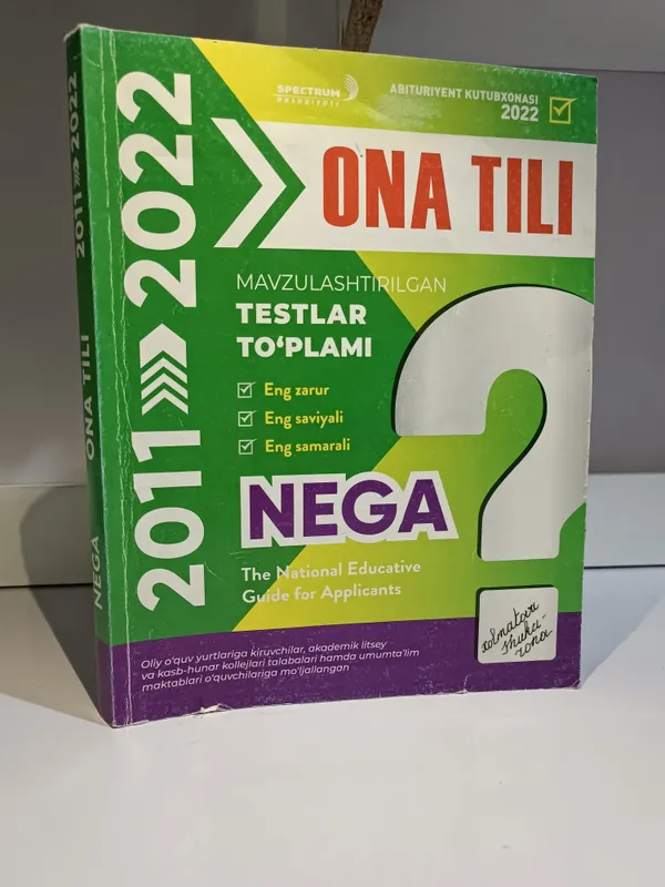 Ona tilidan mavzulashtirilgan testlar