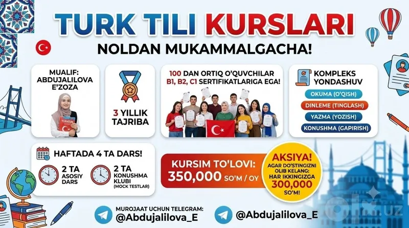 Online turk tili darslari Online turk tili darslari