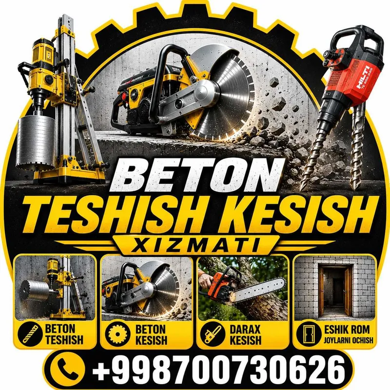 Beton kesish teshish, eshik romlarini ochish va darax kesish xizmati