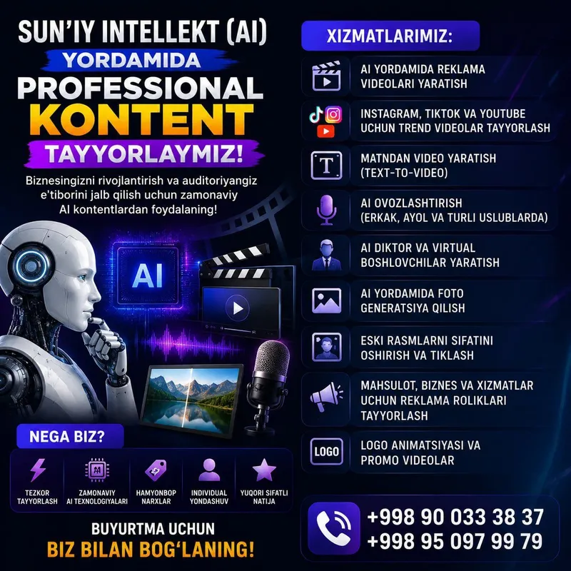 AI yordamida professional video, foto va audio xizmatlari 1 AI yordamida professional video, foto va audio xizmatlari 1