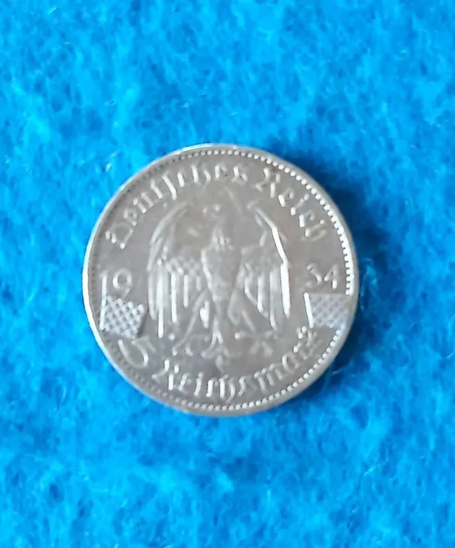 монета серебро Германия (КИРХА) 1934год 2