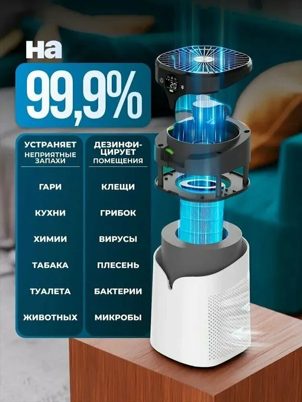 Очиститель воздуха "Белый", HEPA-фильтр, увлажнение воздуха — фото 1 Очиститель воздуха "Белый", HEPA-фильтр, увлажнение воздуха — фото 1